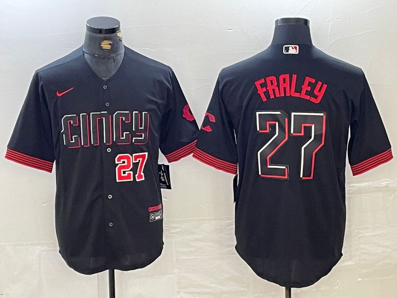 Men Cincinnati Reds #27 Fraley Black City Edition Nike 2024 MLB Jersey style 3->cincinnati reds->MLB Jersey